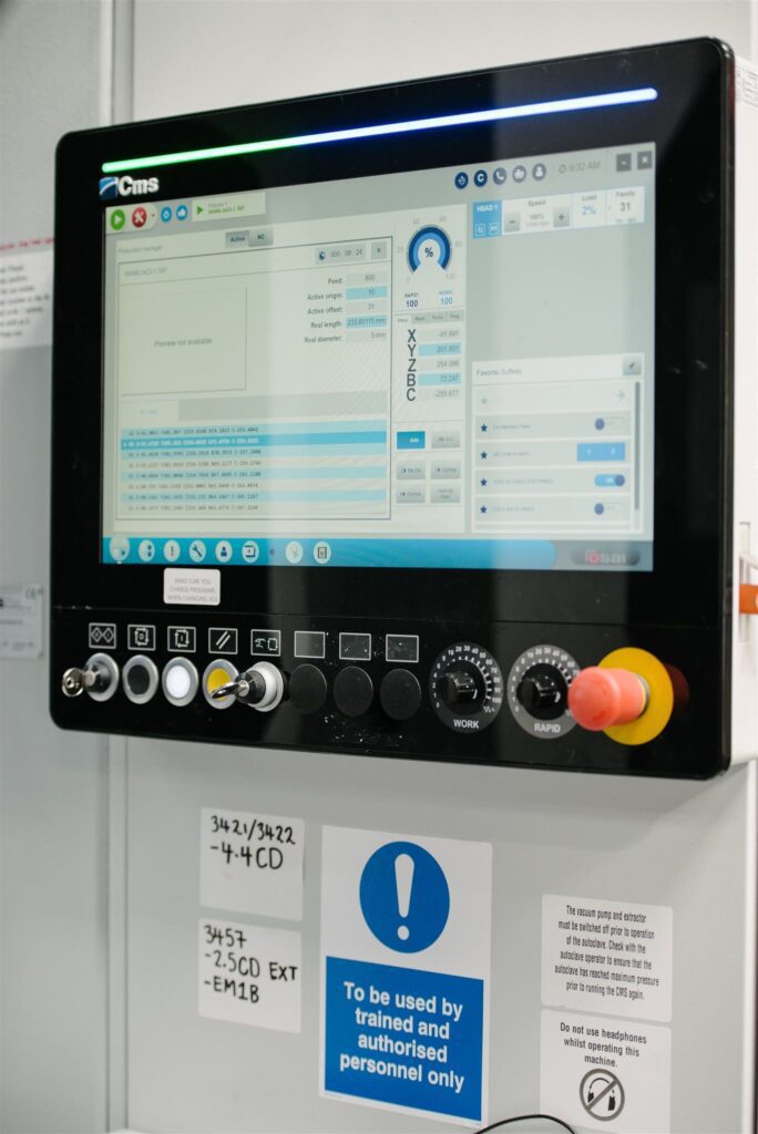 CMS machine programming screen