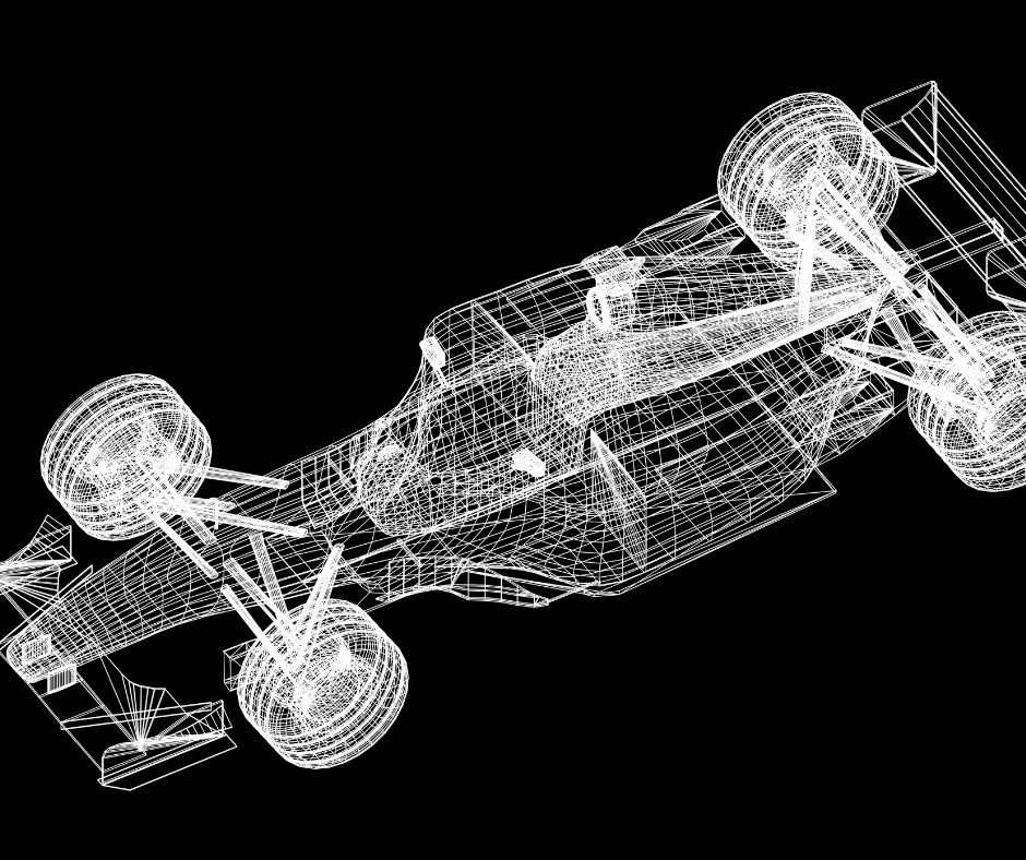 black and white f1 car sketch
